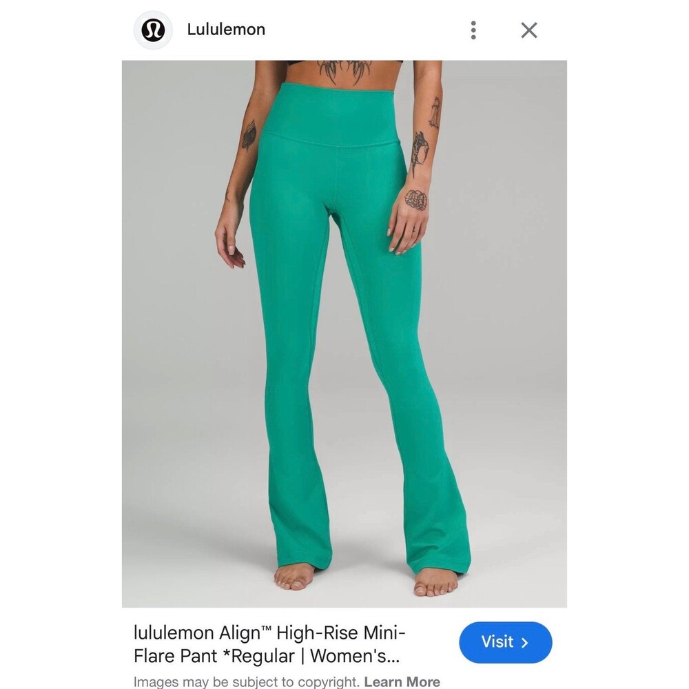 Lululemon size 0 full length green align leggings slight flare